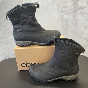 Merrell Boots Womens 9 Lolite Polartec Waterproof Black Leather Hiking Zip Up